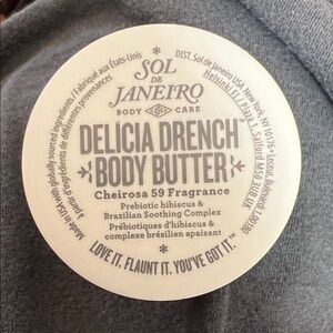 Sol de Janeiro Delicia Drench Body Butter - Cream White Lid with Taupe Text